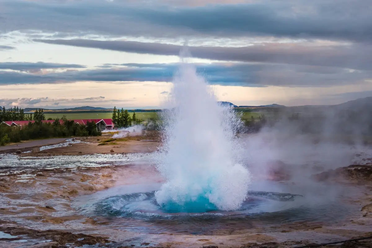 Strokkur geyser getting ready to explode.
