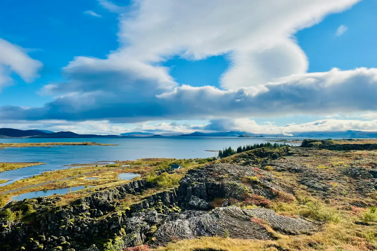 Scenic view over Þingvellir and Þingvallavatn on the Golden Circle itinerary