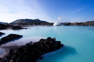 The misty waters of the Blue Lagoon.