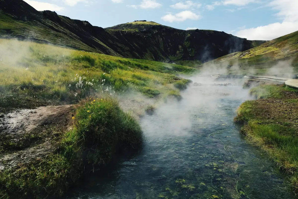 Steaming Reykjadalur valley