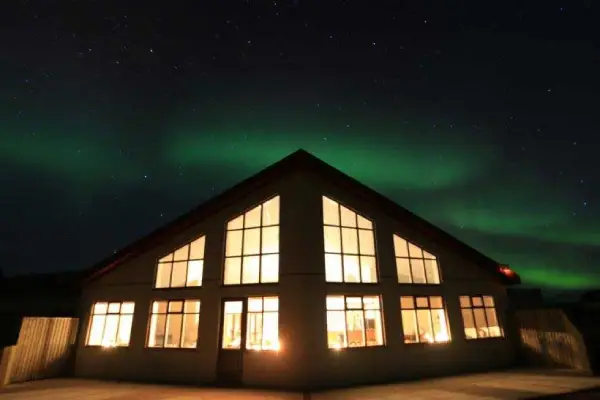 The Hotel Gullfoss is situated in the winter light, near the Gullfoss waterfall on the Golden Circle in Iceland